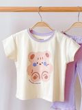  Bộ thun cotton tay ngắn, quần lỡ ống loe caro cho bé gái - BB-23BOBG004 - 8935334001213 