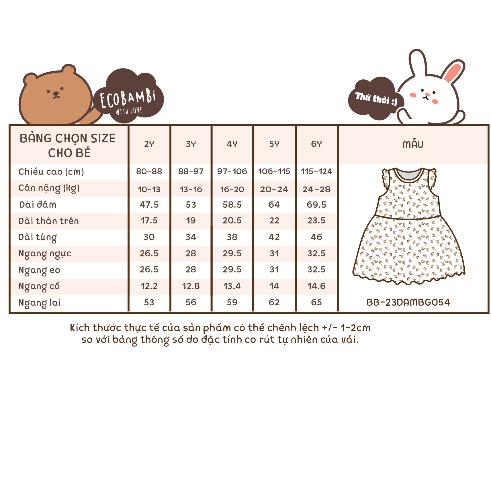  Đầm jacquard tay cánh tiên bé gái ECOBAMBI - BB-23DAMBG054 - 8935334000698 