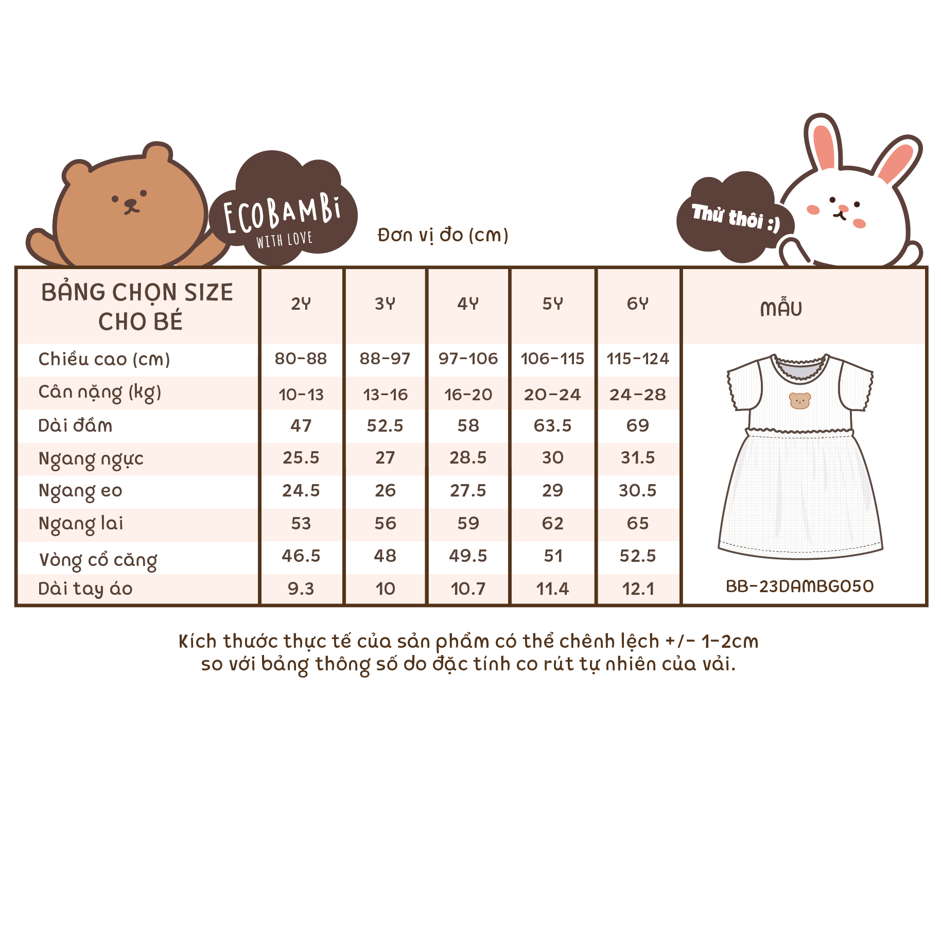  Đầm thun xốp phối muslin - BB-23DAMBG050 - 8935334001350 