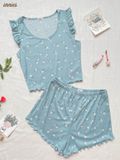  Bộ thun gân lạnh cotton TAY CÁNH TIÊN cho nữ 