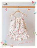  Bộ 2 dây CỔ YẾM, quần short cotton muslin in hoạ tiết đáng yêu cho bé gái Ecobambi - BB-23BOBG006 - 8935334000957 