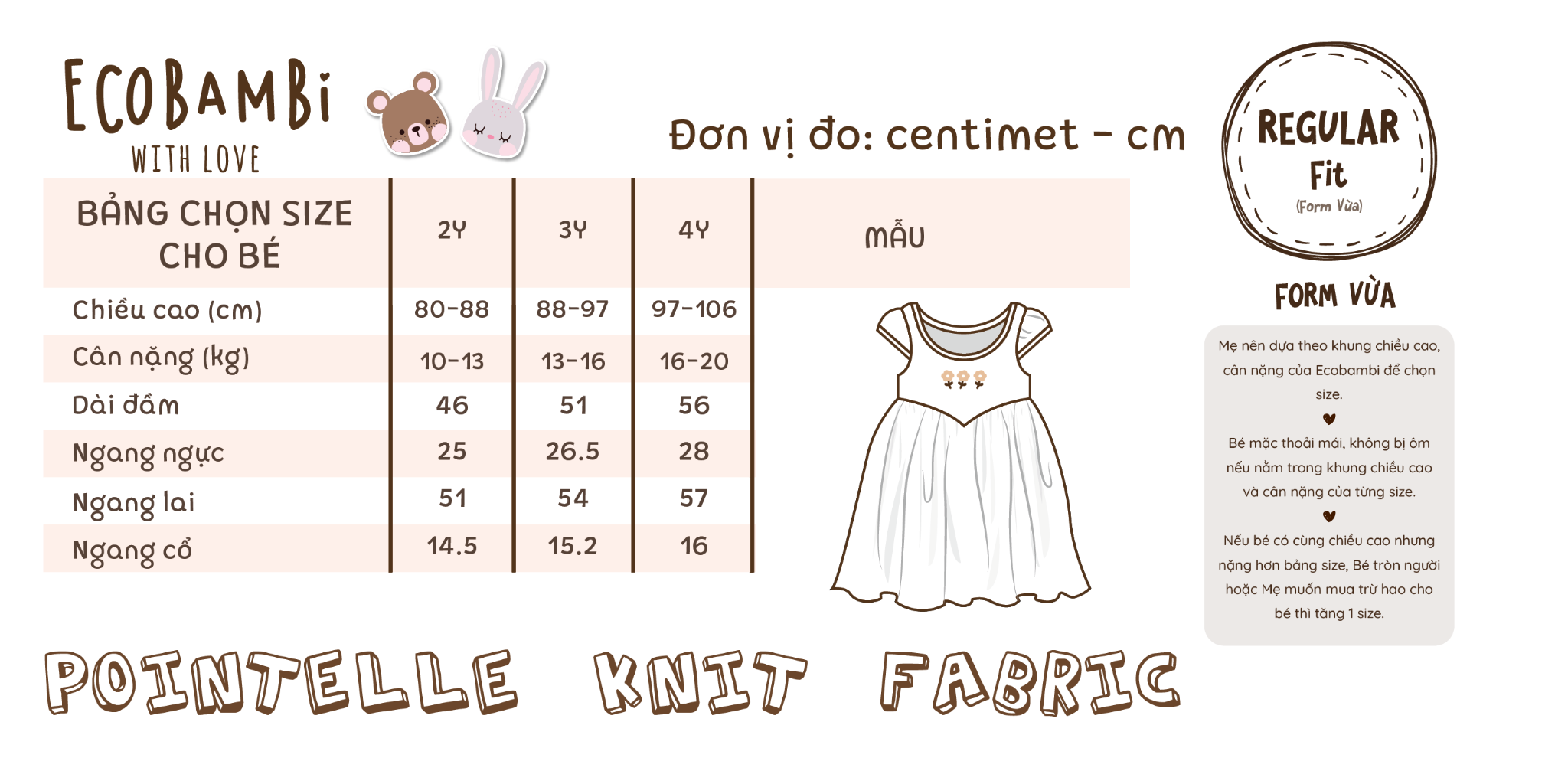  [PREMIUM] Đầm công chúa eo tim bé gái chất liệu thun Pointelle phiên bản Premium dệt hoa nổi cao cấp in họa tiết đáng yêu ECOBAMBI 