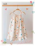  Đầm 2 dây CỔ YẾM đuôi cá cotton MUSLIN in hoạ tiết đáng yêu cho bé gái Ecobambi - BB-23DAMBG005 - 8935334000971 