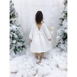  Đầm linen xẻ lưng V bé gái 