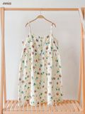  Đầm 2 dây cotton muslin, nút cài giữa, dáng xoè đáng yêu mặc nhà cho nữ Innies - IN-23DAMNU002 - 8935334000919 