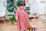  Đầm linen cổ bèo tay lửng bé gái 