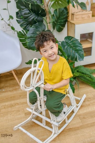  Áo linen cổ chữ V unisex 