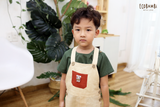  Áo linen cổ tròn phối nút vai unisex 