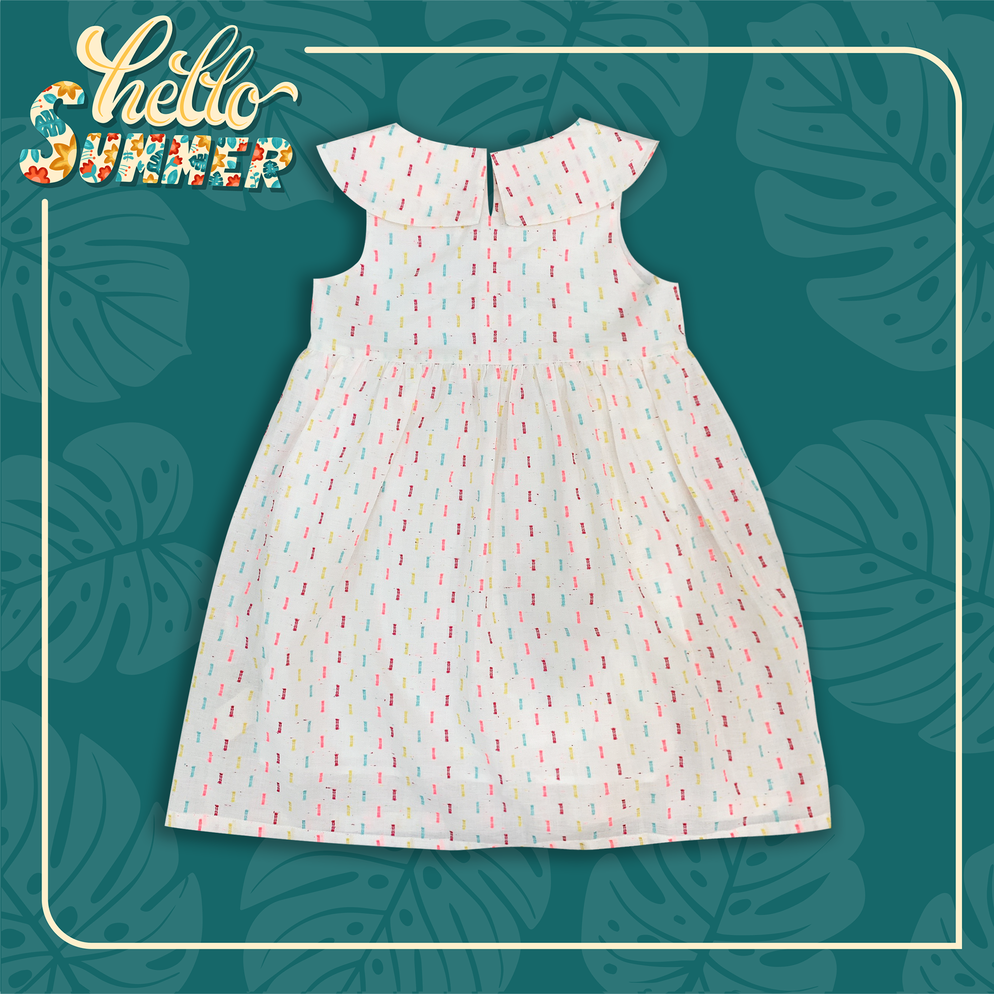  Đầm bé gái thuỷ thủ cotton dệt hoạ tiết nổi 