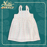  Đầm bé gái 2 dây cotton dệt hoạ tiết nổi 