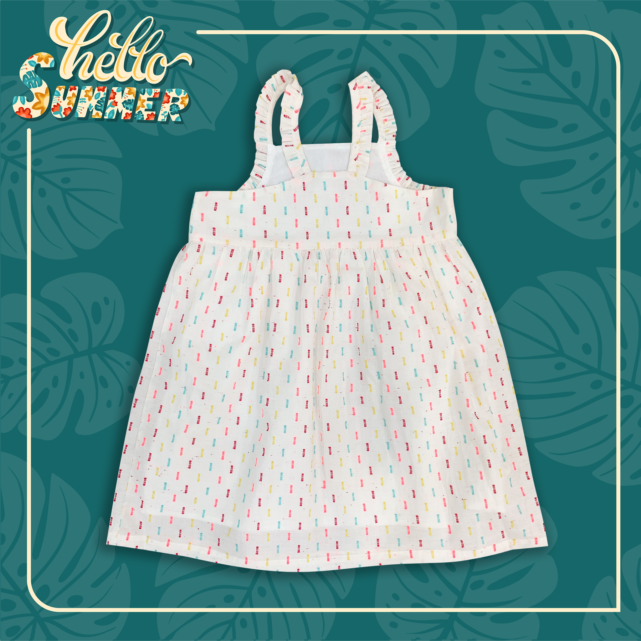  Đầm bé gái 2 dây cotton dệt hoạ tiết nổi 