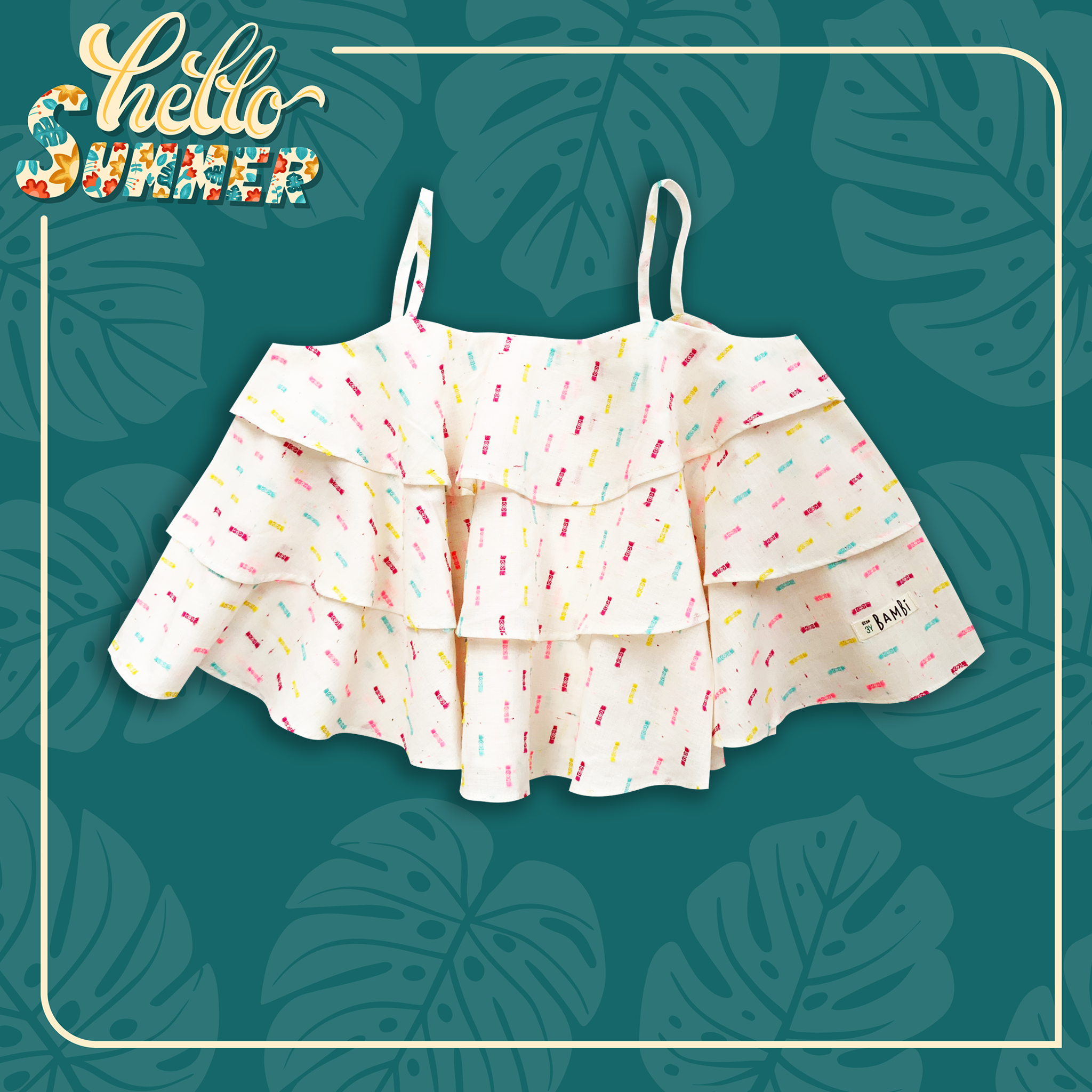  Set áo dây - quần bí bé gái cotton hoạ tiết 