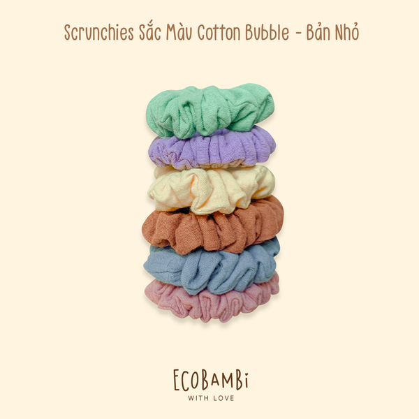  Scrunchies sắc màu cotton bubble - bản nhỏ 