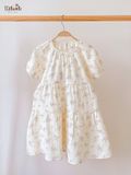  Đầm cotton muslin phối 3 tầng dáng xoè tay phồng đáng yêu cho bé gái BB-23DAMBG016 - ECOBAMBI - 8935334001046 