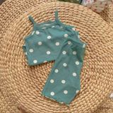  Bộ thun rib Hàn hoạ tiết chấm bi dành cho bé gái Ecobambi 