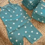  Bộ thun rib Hàn hoạ tiết chấm bi dành cho bé gái Ecobambi 