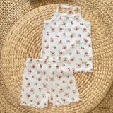  Bộ thun rib Hàn hoạ tiết hoa nhí dành cho bé gái Ecobambi 