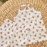  Bộ thun rib Hàn hoạ tiết hoa nhí dành cho bé gái Ecobambi 