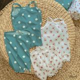  Bộ thun rib Hàn hoạ tiết chấm bi dành cho bé gái Ecobambi 