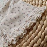  Bộ cotton thun Hàn bé gái TAY CÁNH TIÊN kiểu dệt Waffle hoa nhí Ecobambi 