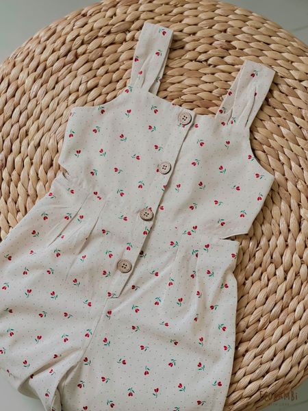  Jumpsuit khoét eo bé gái Cotton Linen 