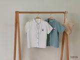  Áo sơ mi bé trai tay ngắn cổ trụ tencel 
