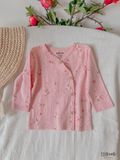  NEWBORN - Combo bộ thun cotton CÀI CHÉO, DÀI TAY và NÓN dành cho trẻ sơ sinh, kiểu dệt Jacquard in hoạ tiết Ecobambi 