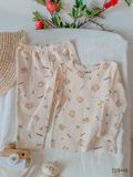  Bộ thun thông hơi cotton DÀI TAY cho bé, phong cách Hàn Quốc kiểu dệt Jacquard in hoạ tiết Ecobambi - 8935334000674 