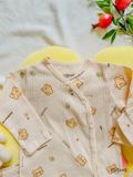 NEWBORN - Combo bộ thun cotton CÀI CHÉO, DÀI TAY và NÓN dành cho trẻ sơ sinh, kiểu dệt Jacquard in hoạ tiết Ecobambi 