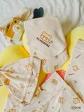  NEWBORN - Combo bộ thun cotton CÀI CHÉO, DÀI TAY và NÓN dành cho trẻ sơ sinh, kiểu dệt Jacquard in hoạ tiết Ecobambi 