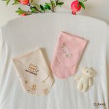  Combo 2 khăn sữa cotton cho bé in hoạ tiết hoa và gấu Ecobambi 