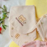  Combo 2 khăn sữa cotton cho bé in hoạ tiết hoa và gấu Ecobambi 