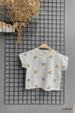  Áo UNISEX cotton Muslin TAY NGẮN phong cách Hàn Quốc năng động in hoạ tiết cho bé 