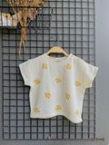  Áo UNISEX cotton Muslin TAY NGẮN phong cách Hàn Quốc năng động in hoạ tiết cho bé 
