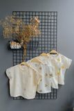  Áo UNISEX cotton Muslin TAY NGẮN phong cách Hàn Quốc năng động in hoạ tiết cho bé 