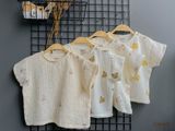  Áo UNISEX cotton Muslin TAY NGẮN phong cách Hàn Quốc năng động in hoạ tiết cho bé 
