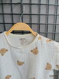  Áo UNISEX cotton Muslin TAY NGẮN phong cách Hàn Quốc năng động in hoạ tiết cho bé 