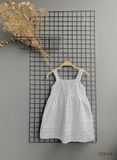  Đầm babydoll hai dây, màu trắng cotton thêu hoạ tiết dành cho bé gái - Ecobambi 