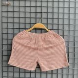  Quần short sọc caro cotton Muslin Unisex phong cách Hàn Quốc có thể phối nhiều kiểu áo cho bé ECOBAMBI 