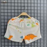  Quần short sọc caro cotton Muslin Unisex phong cách Hàn Quốc có thể phối nhiều kiểu áo cho bé ECOBAMBI 