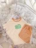  Bộ UNISEX QUẦN SHORT thun cotton Heather phong cách Hàn Quốc in hoạ tiết nổi dễ thương cho bé ECOBAMBI - 8935334000797 