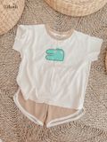  Bộ UNISEX QUẦN SHORT thun cotton Heather phong cách Hàn Quốc in hoạ tiết nổi dễ thương cho bé ECOBAMBI - 8935334000797 