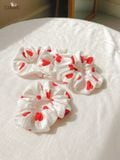  Scrunchies cotton thêu hoạ tiết - bản to 
