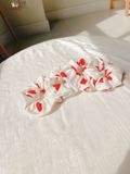  Scrunchies cotton thêu hoạ tiết - bản to 