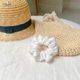  Scrunchies cotton thêu hoạ tiết - bản to 
