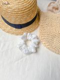  Scrunchies cotton thêu hoạ tiết - bản to 