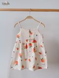  Đầm xoè 2 dây cotton muslin in hoạ tiết đáng yêu cho bé gái ECOBAMBI - 8935334000827 
