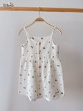 Đầm xoè 2 dây cotton muslin in hoạ tiết đáng yêu cho bé gái ECOBAMBI - 8935334000827 