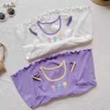  [PREMIUM] Đầm công chúa eo tim bé gái chất liệu thun Pointelle phiên bản Premium dệt hoa nổi cao cấp in họa tiết đáng yêu ECOBAMBI 