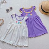  [PREMIUM] Đầm công chúa eo tim bé gái chất liệu thun Pointelle phiên bản Premium dệt hoa nổi cao cấp in họa tiết đáng yêu ECOBAMBI 